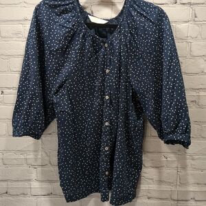 Navy Polka Dot Blouse